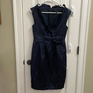NANETTE LEPORE navy rosette dress.  6